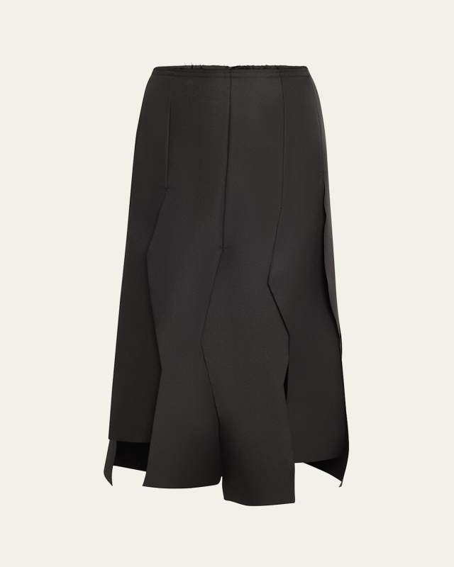 Pleated Asymmetric Midi Skirt